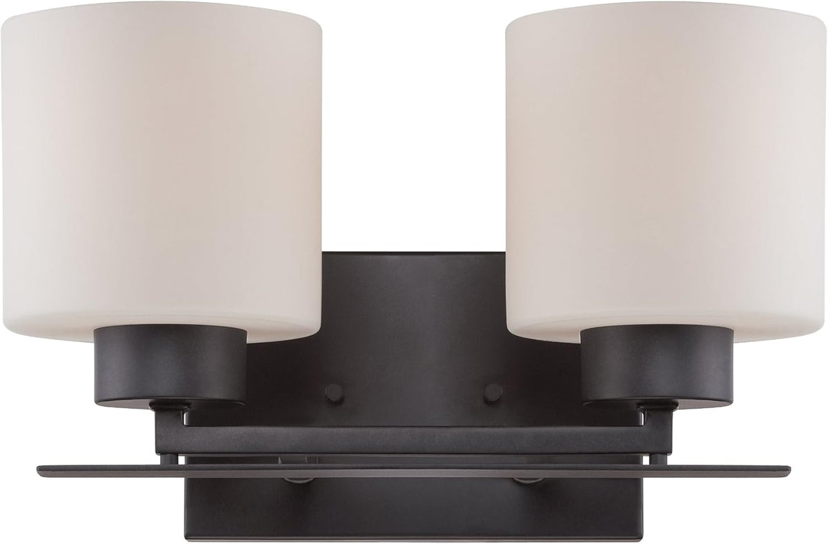 Two Light Vanity with Etched Opal Glass Polished Nickel Fixture T46815