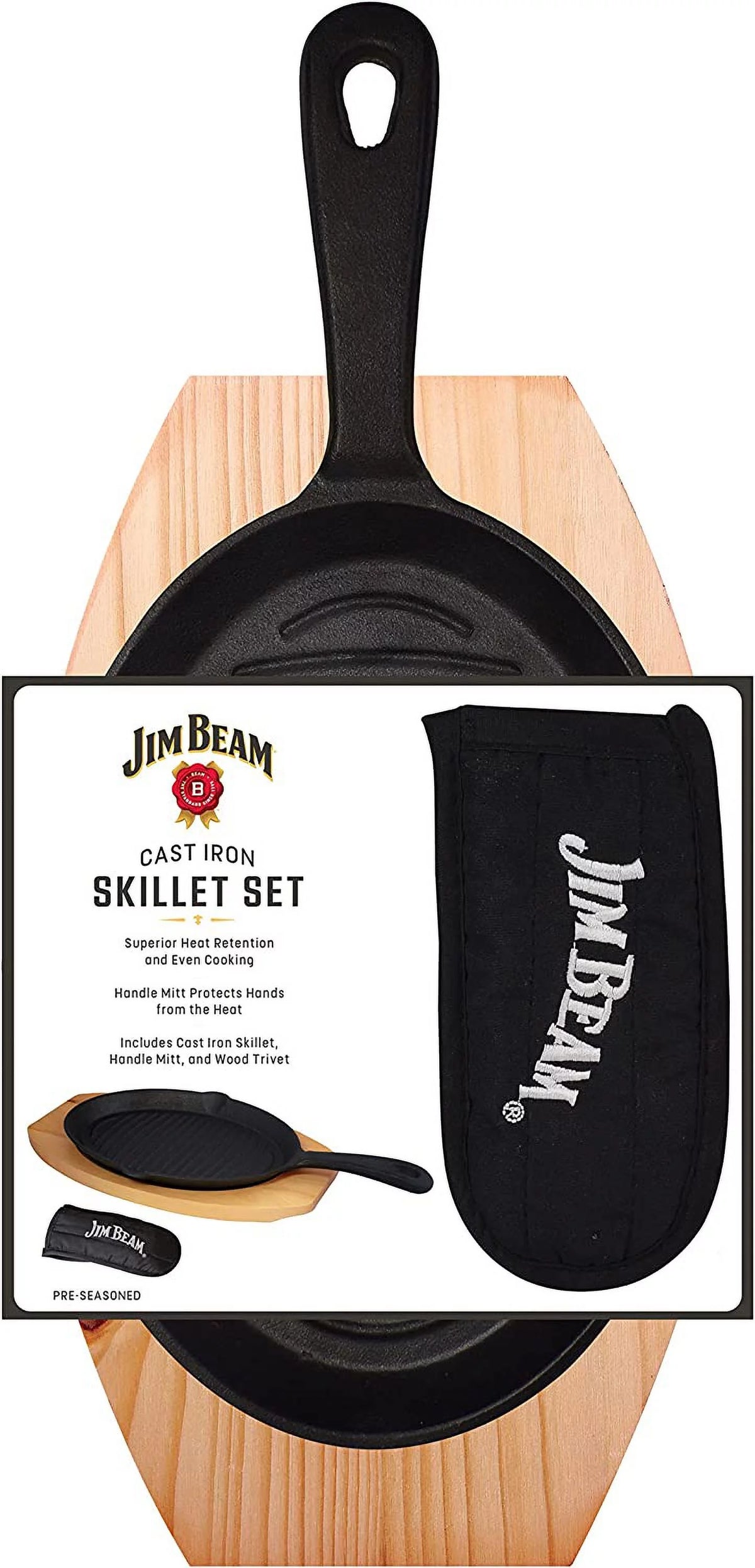 Cast Iron Skillet with Wooden Plate and Handle Cover P194