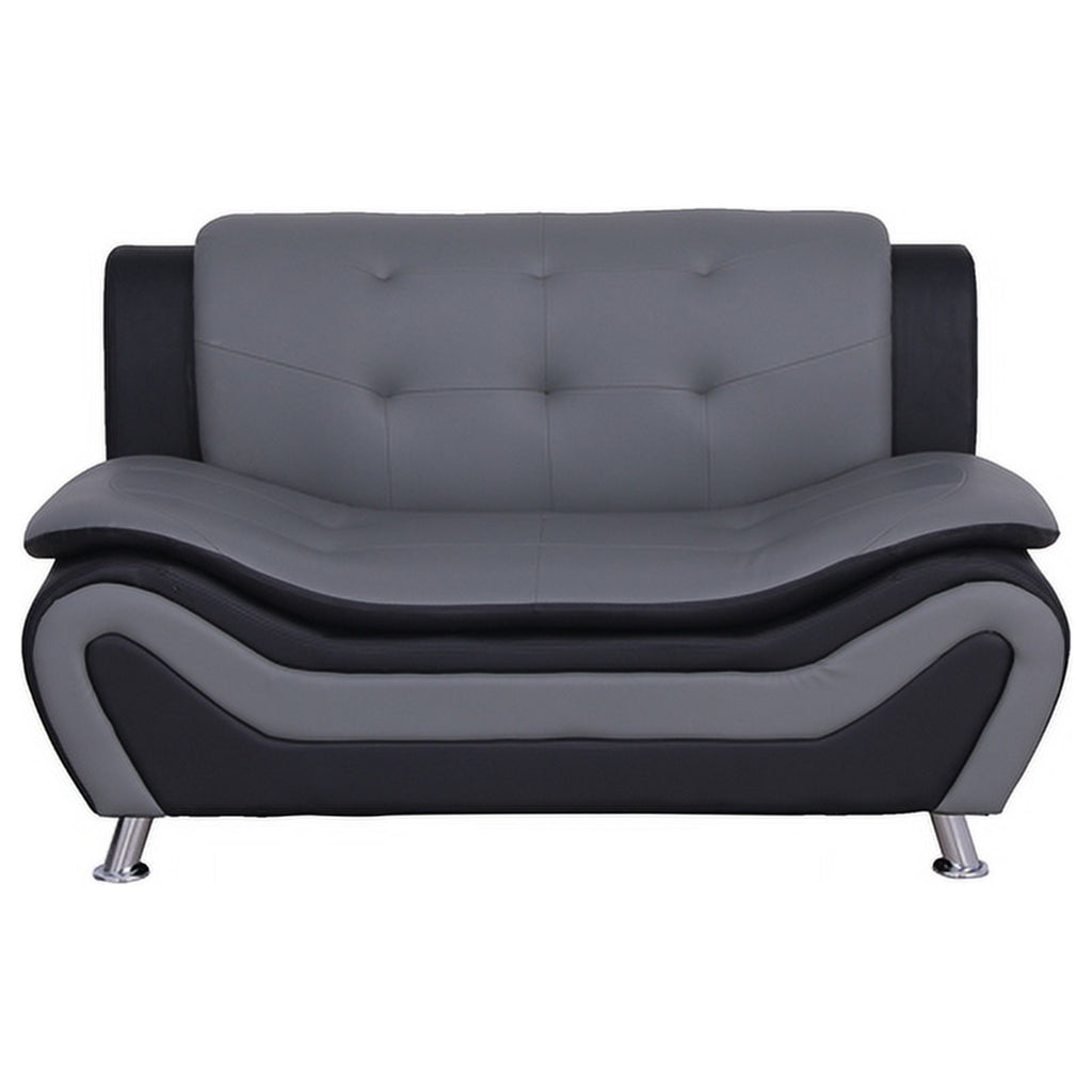 3-Piece Loveseat and 2 Club Chairs Set in Black & Gray L81547