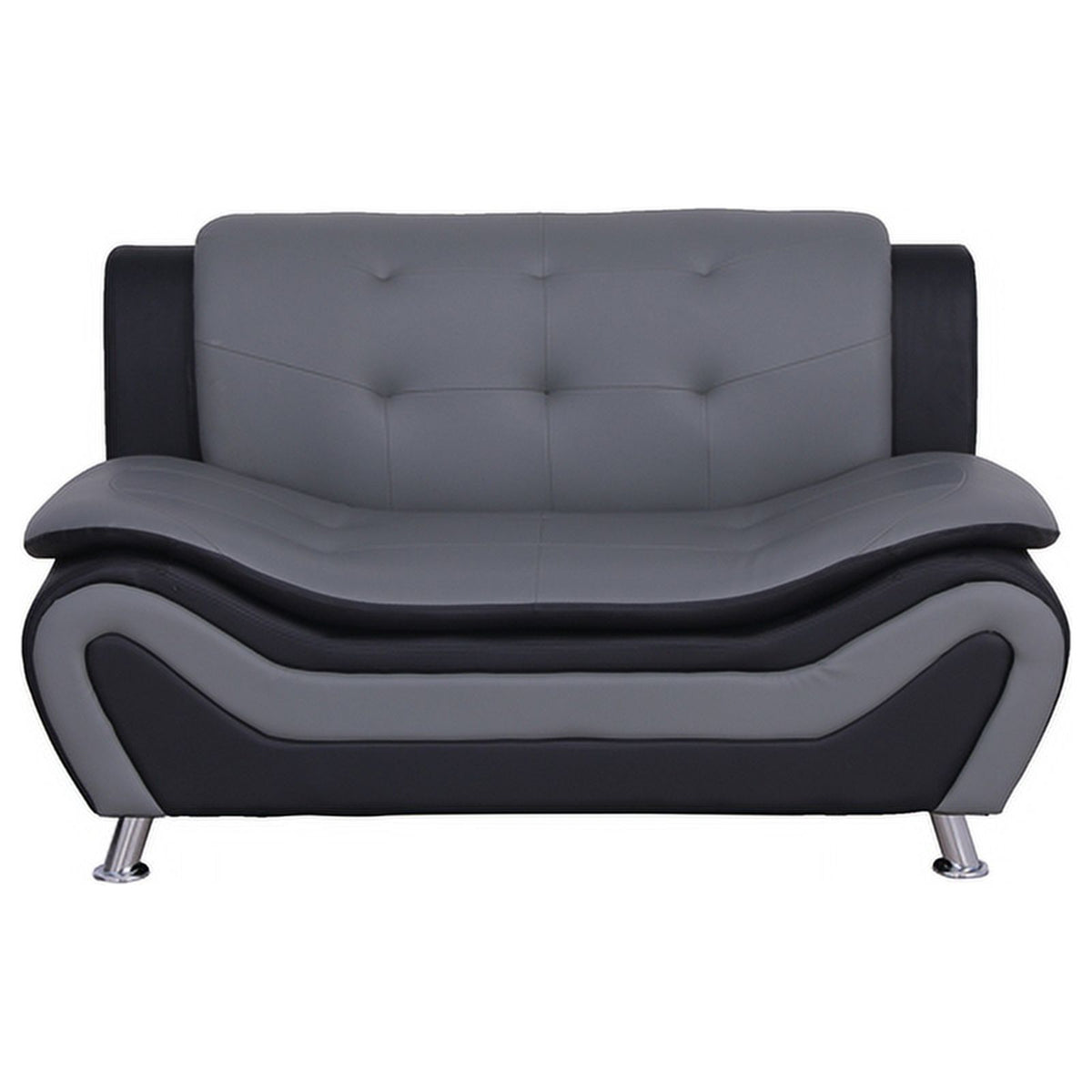 3-Piece Loveseat and 2 Club Chairs Set in Black & Gray L81547