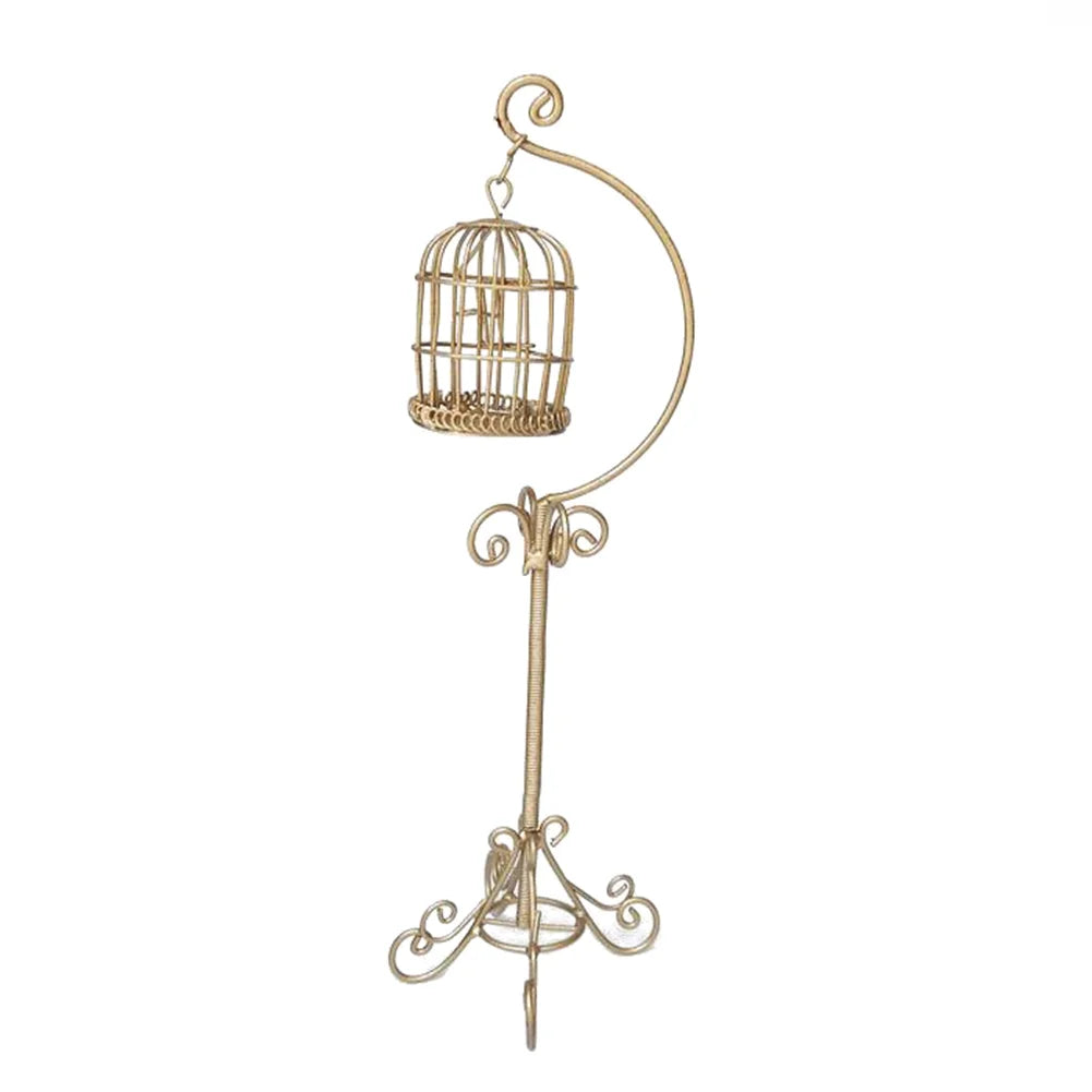 Miniature Metal Bird Cage Dollhouse Decoration O2466