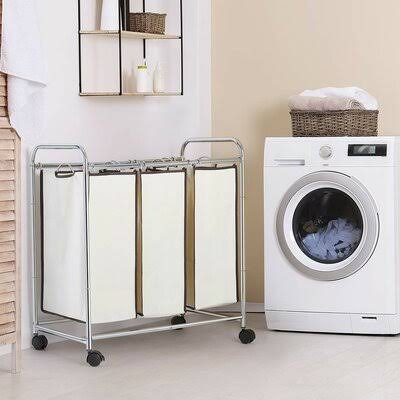 Silver 3-Bag Laundry Sorter Cart F4148