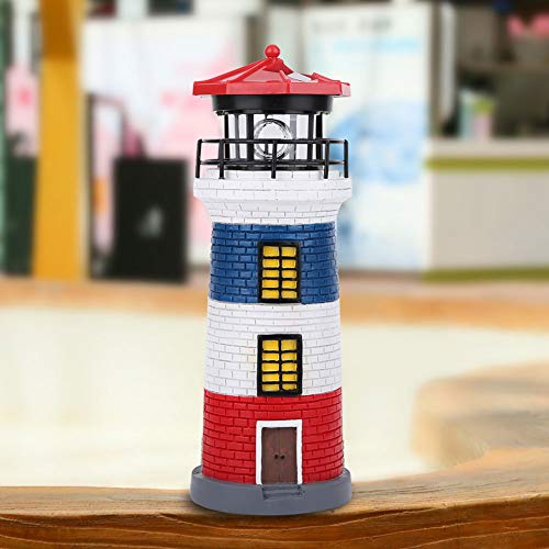 LED Solar Lighthouse Statue Rotating Lawn Decorations I23558