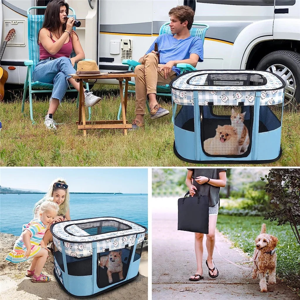 Portable Foldable Dog Playpen with Carrying Case P6910