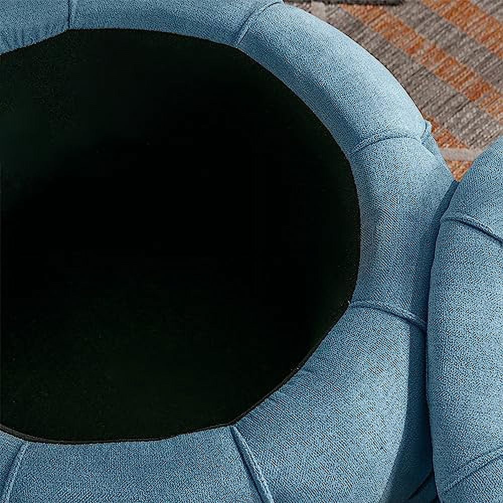 Blue Woven Round Tufted Ottoman Z581264