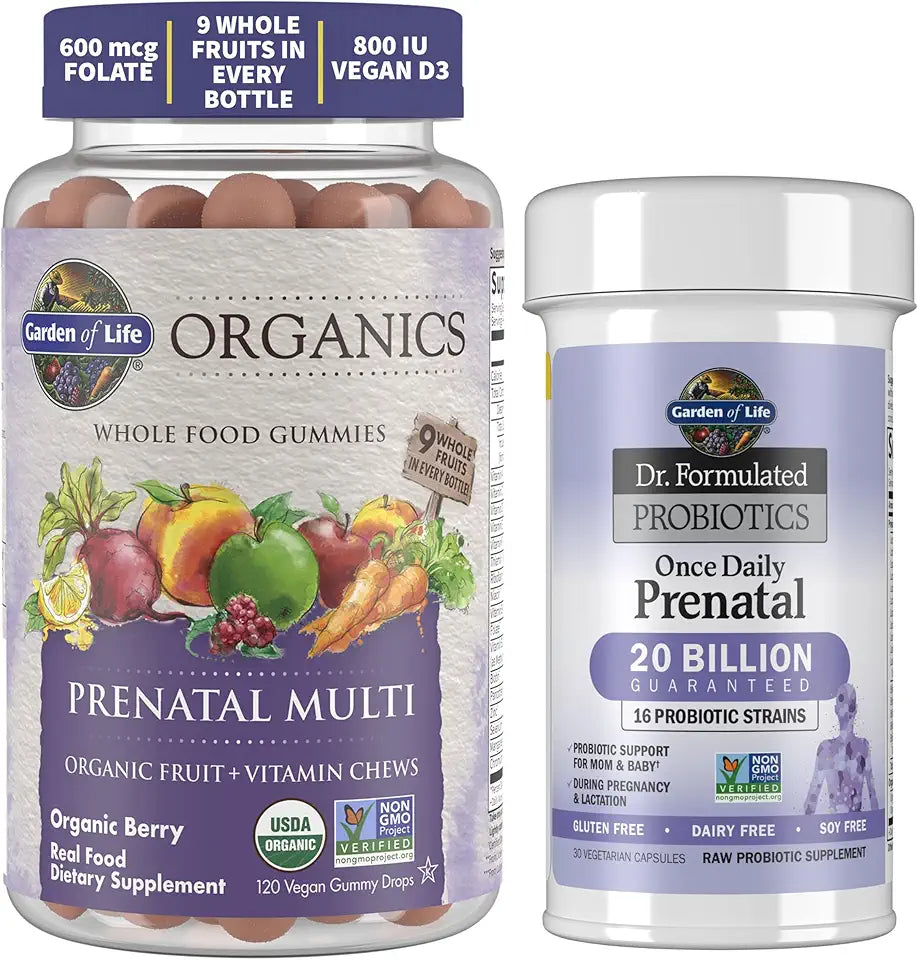 120ct Prenatal Gummies & 30ct Once Daily Prenatal Probiotics Z7800