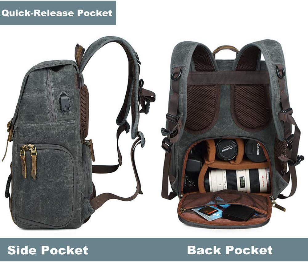 Canvas Water-repellent 15 inch Laptop DSLR SLR Backpack U4980