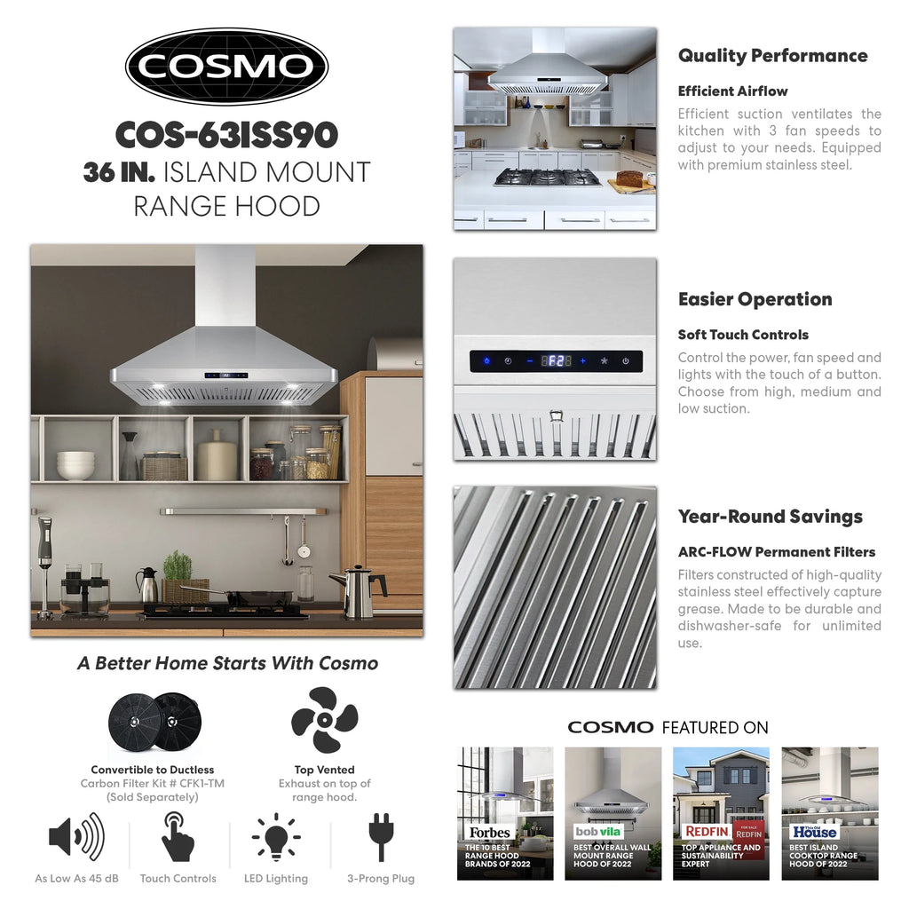 30 in. Stainless Steel Ductless Island Range Hood S453