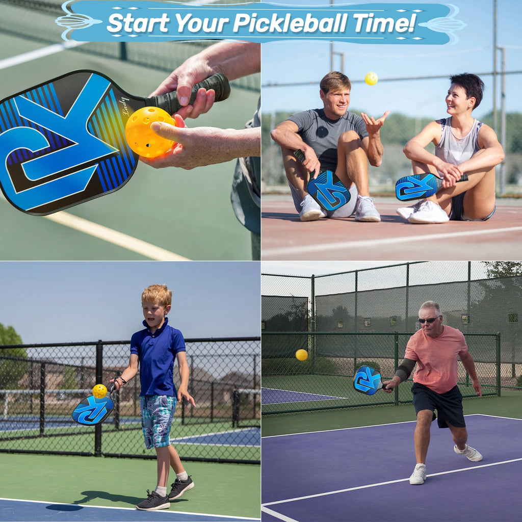 Pickleball Paddles Graphite Fiber Set with 4 Balls and Backpack W262