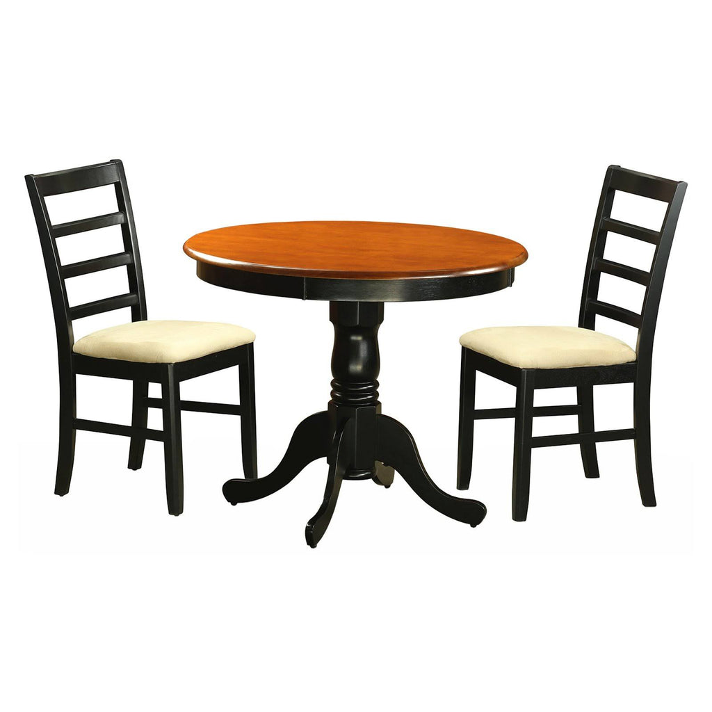 3 Piece Antique Dining Set with 2 Microfiber Chairs V9335