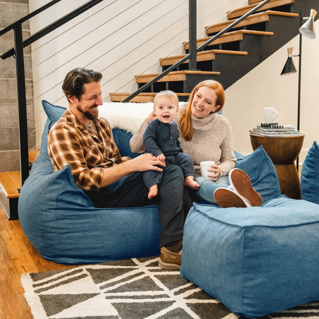 Pacific Blue Foam Filled Bean Bag Sofa with Removable Cover L366485