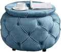 Blue Woven Round Tufted Ottoman Z581264