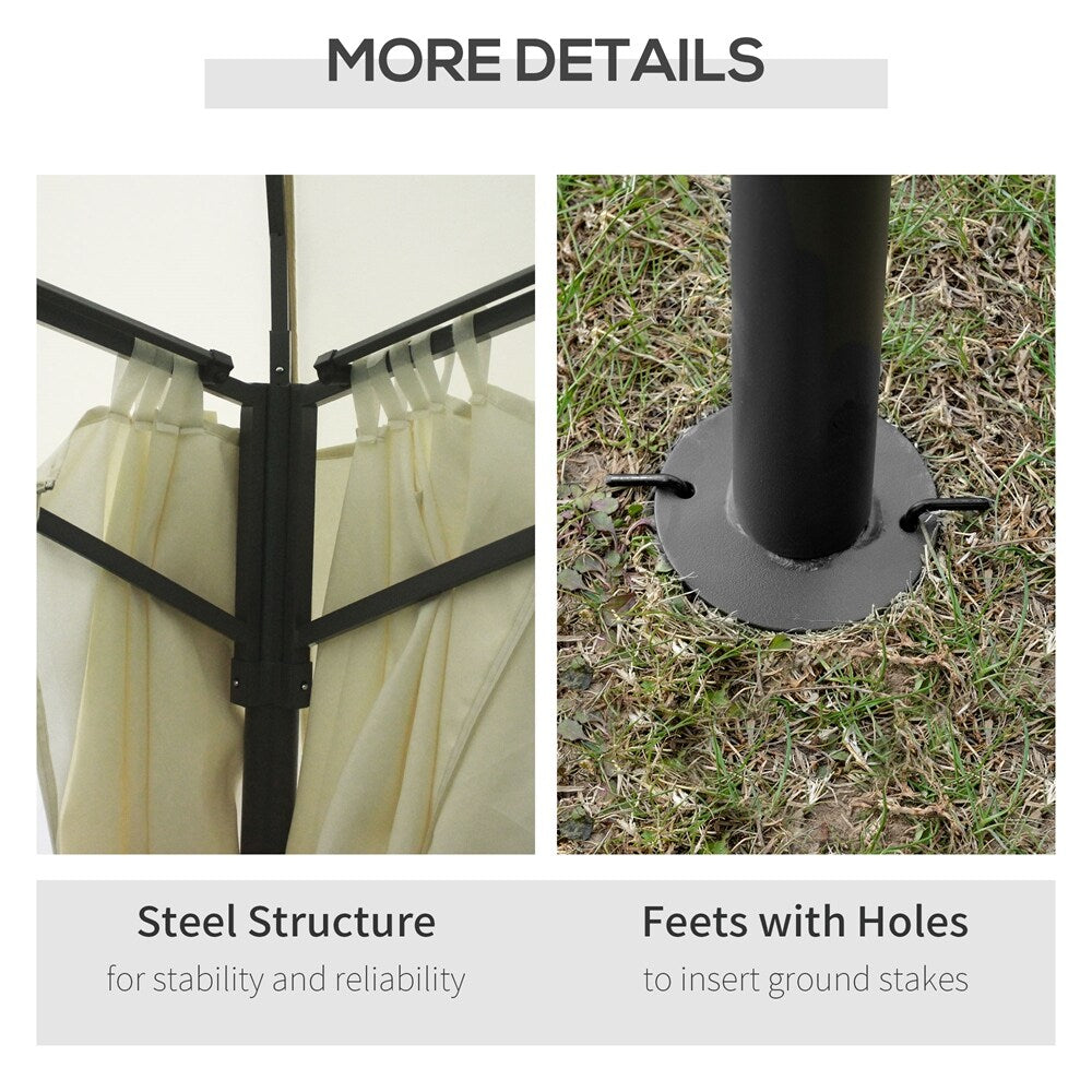 Double Vented Roof Patio Gazebo with Steel Frame and Curtain Sidewalls X87958