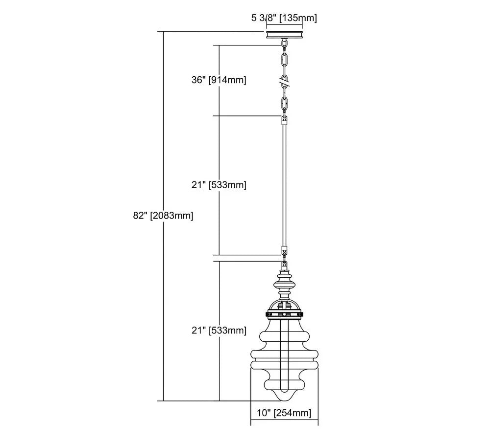 10-Inch Wide Polished Nickel Pendant D6367