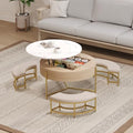 Round Lift-Top Coffee Table with Storage and 3 Ottoman V256