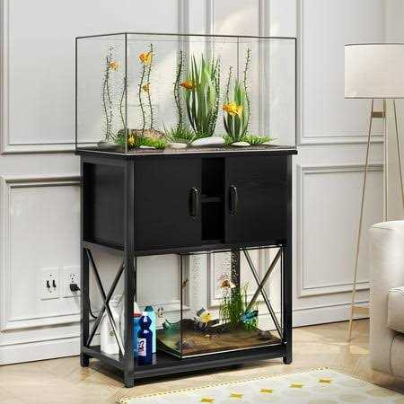 10-29 Gallon Aquarium Stand with Cabinet and Power Outlets Q9527