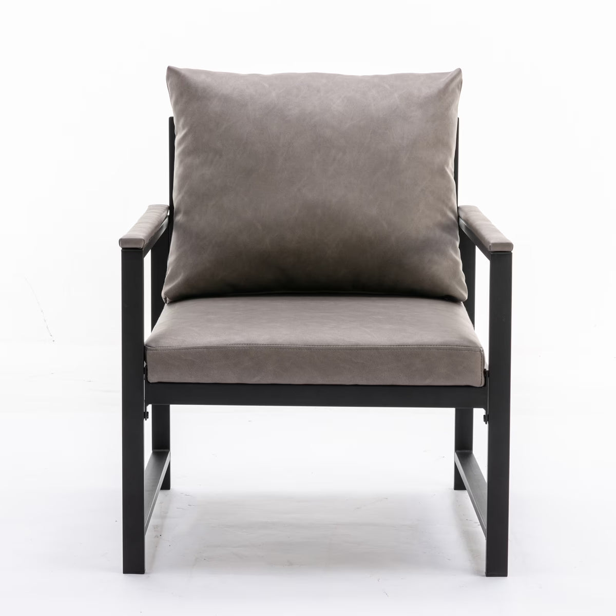 Gray Faux Leather Accent Chair with Black Metal Frame N36575