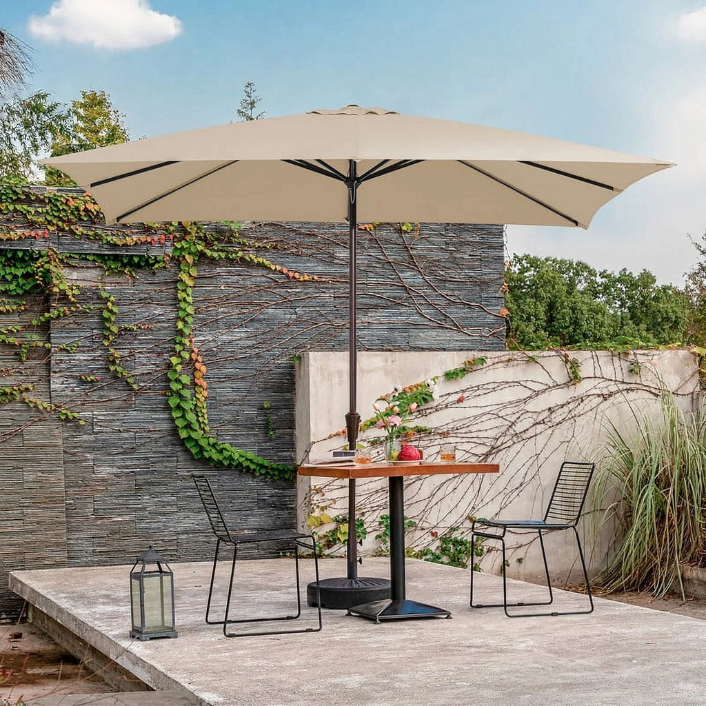 8 x 10 ft Outdoor Rectangular Patio Market Umbrella, Beige V6640