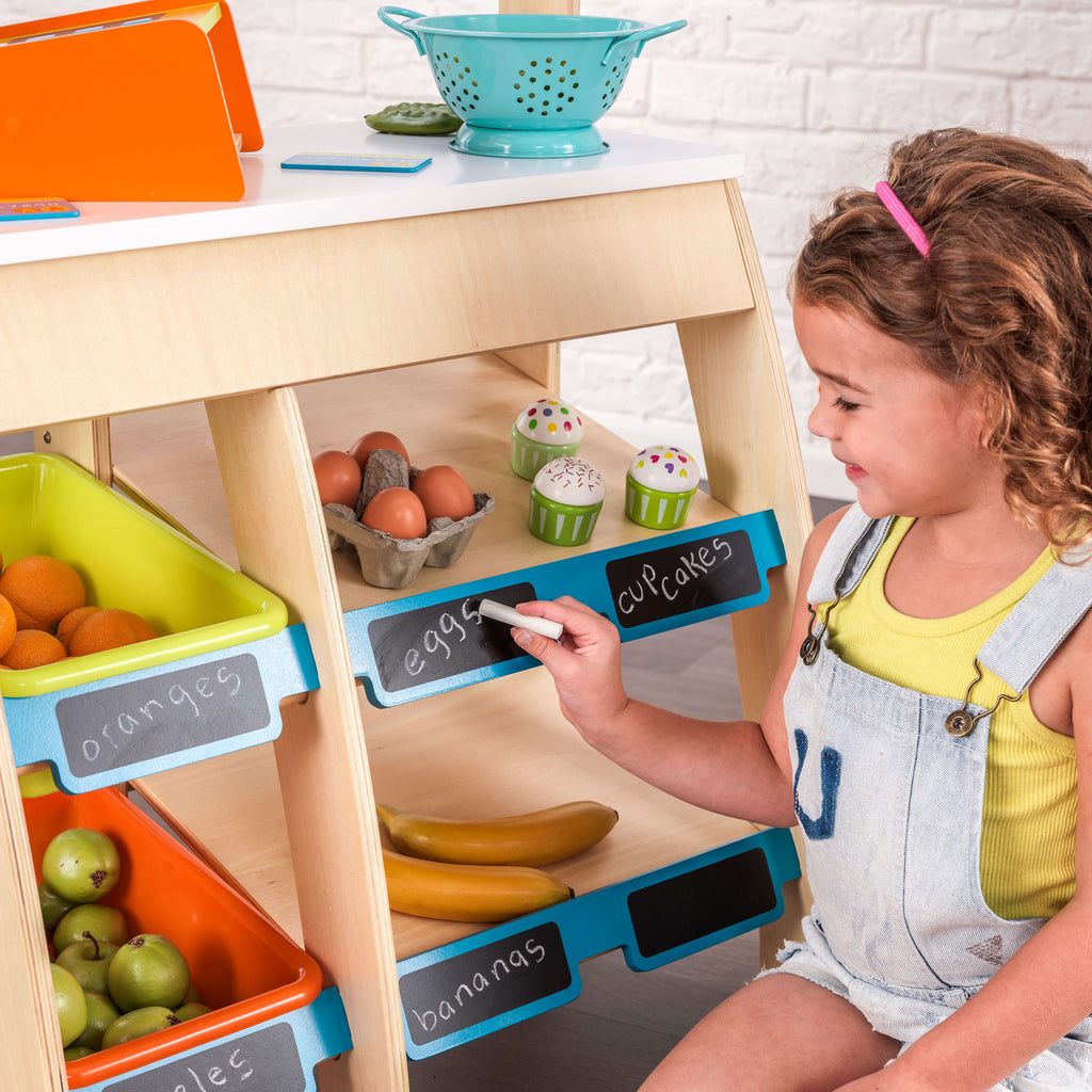 Wooden Grocery Store Market with Storage & Chalkboard U927