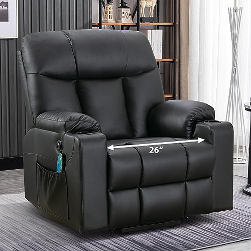 Brown Faux Leather Oversized Power Lift Recliner Chair with Heated and Massage N1816