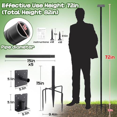 68in Adjustable Heavy-Duty Bird Feeder Pole with 5 Prong Base T518