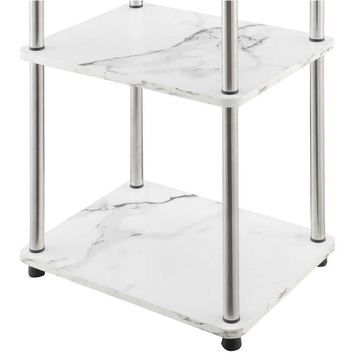 White Faux Marble Three-Tier End Table Set of 2 M4447