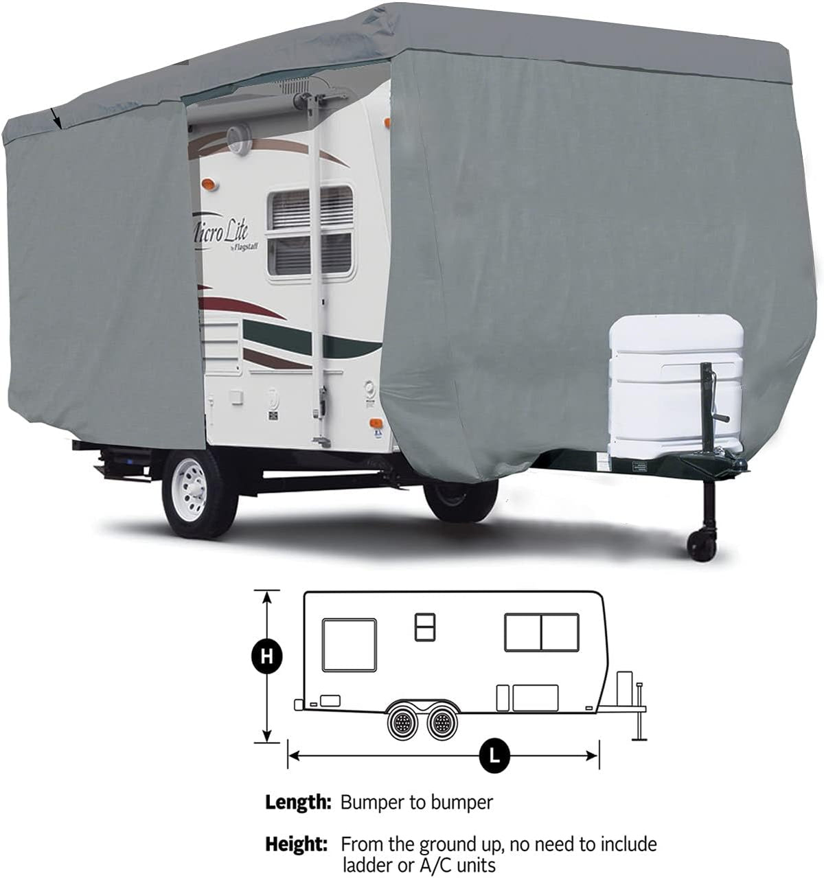 Travel Trailer RV Cover with Access Panels Fits 14'-16'L K3593