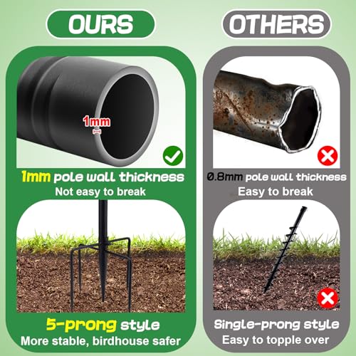 68in Adjustable Heavy-Duty Bird Feeder Pole with 5 Prong Base T518