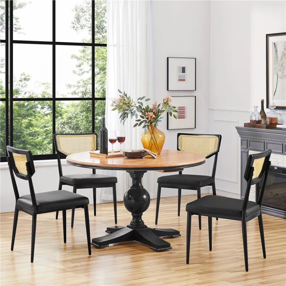 Black Faux Leather Dining Chair Set of 2 Z908