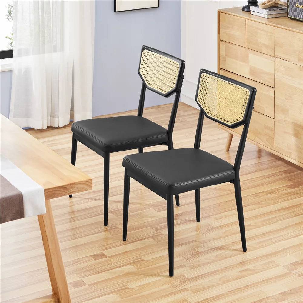 Black Faux Leather Dining Chair Set of 2 Z908