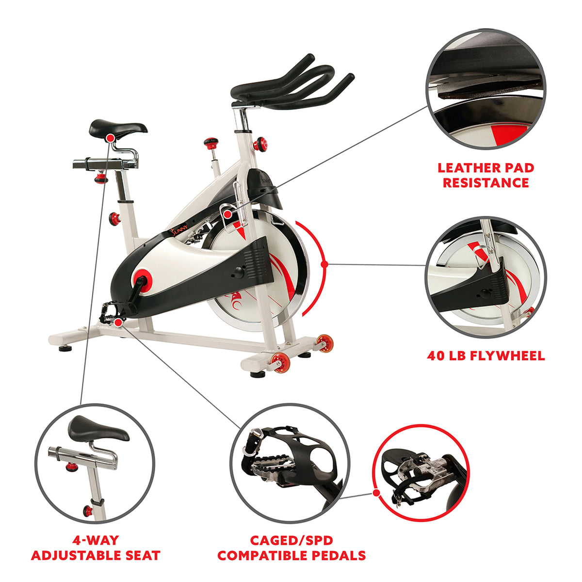Stationary Belt Drive Indoor Cycling Exercise Bike with 40 Lb. Flywheel P2808