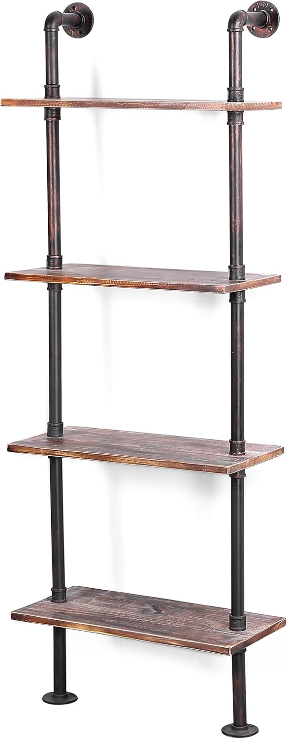 Brown Wood Wall-Mounted Shelves Bookcase Storage Rack R5651