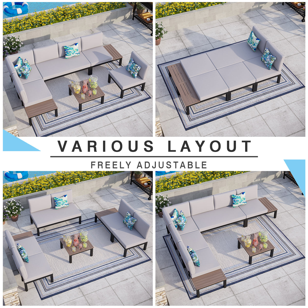 6-Piece Patio Conversation Set Outdoor Sofa with Cushions N59877