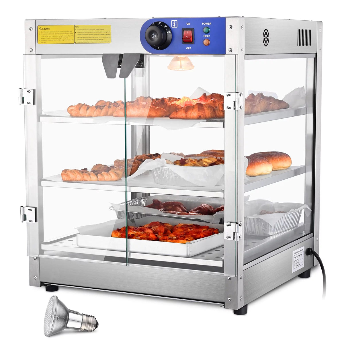 Commercial 3-Tier Food Warmer Display Case 750W Q793