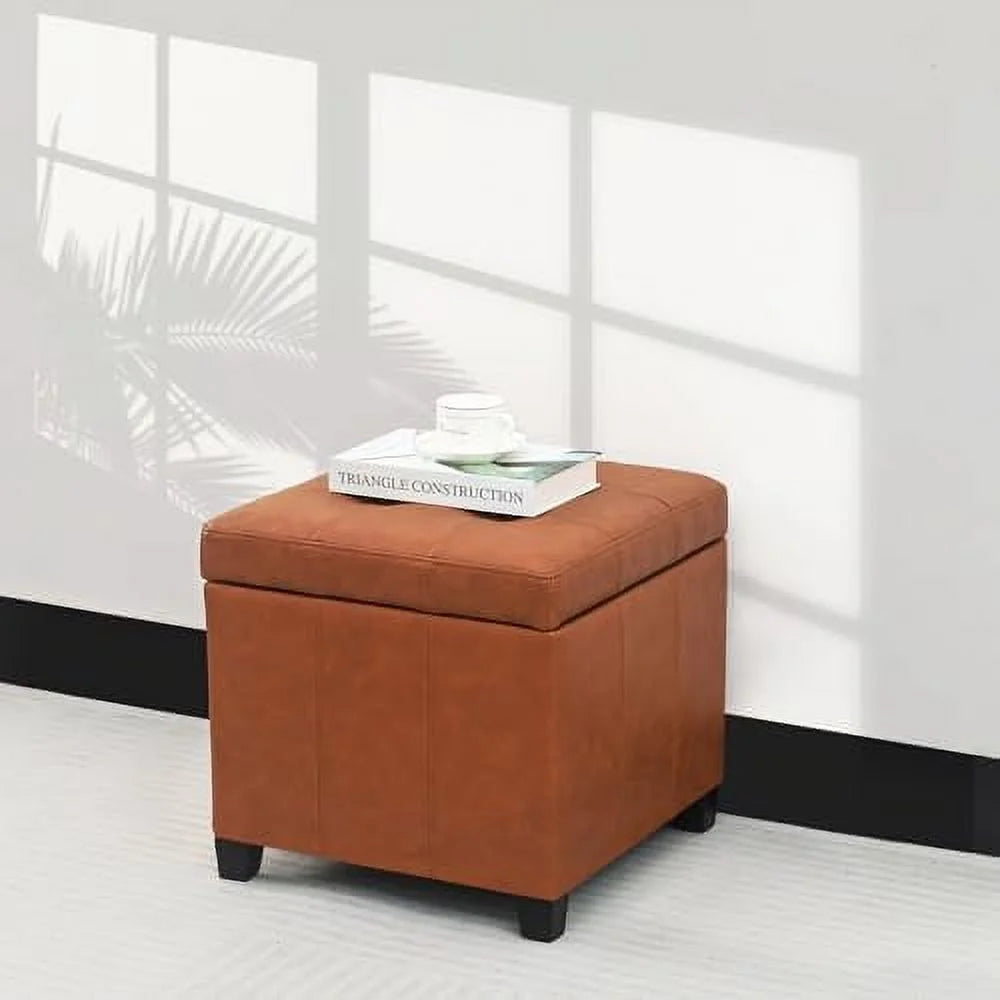 Square PU Leather Tufted Cube Ottoman O6068