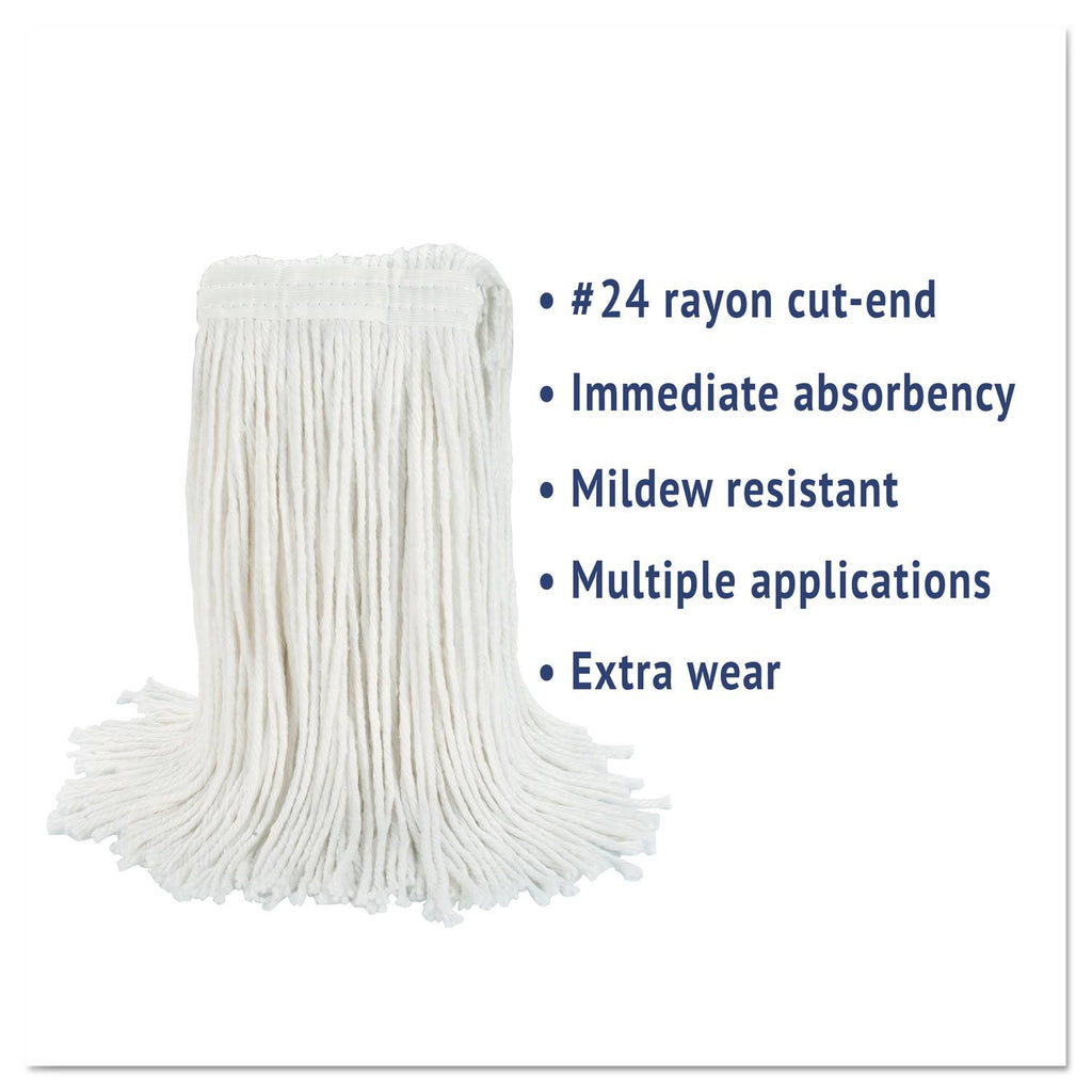White Rayon Cut-End Wet Mop Head, 12/Carton J624
