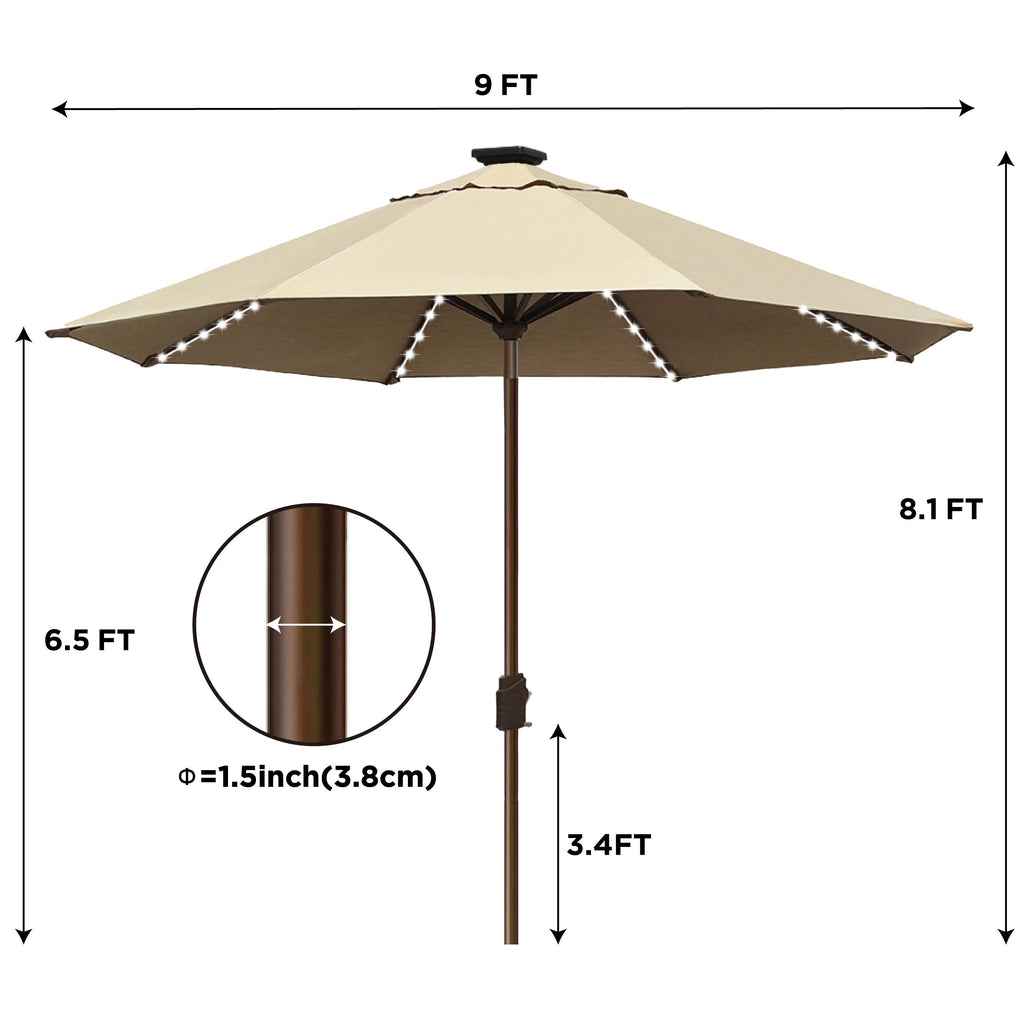 9ft Market Umbrella with 80 LED Lights and Ventilation S559765