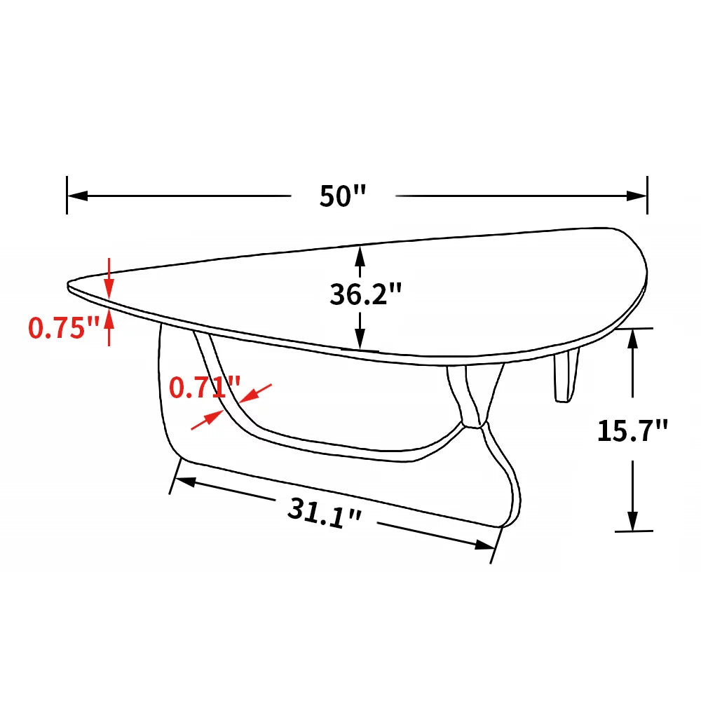 Light Walnut Triangle Coffee Table Wood Base Q334679