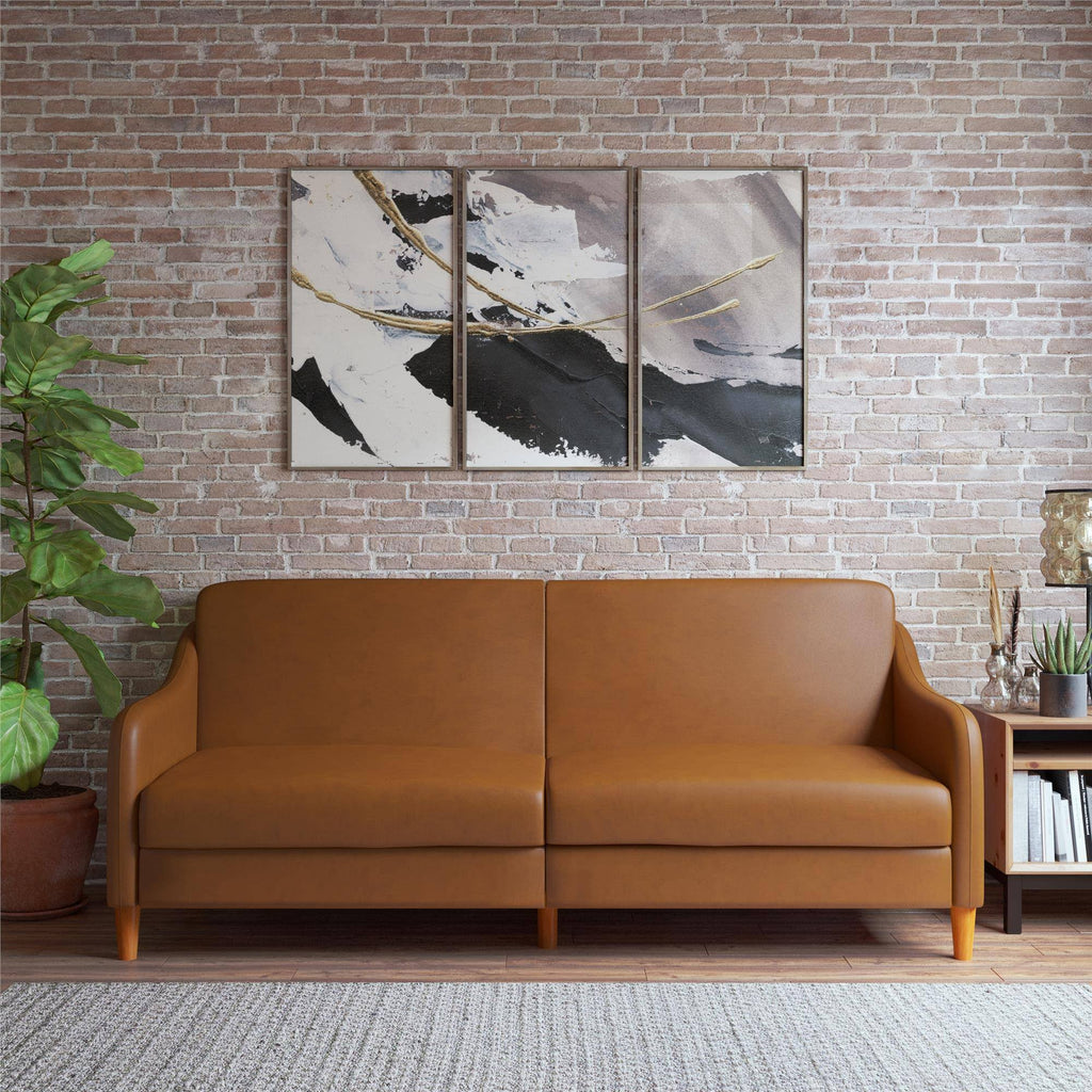 Camel Faux Leather Futon Z8401