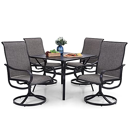 5 Pcs Outdoor Patio Dining Set with Swivel Chairs and Metal Dining Table H43671