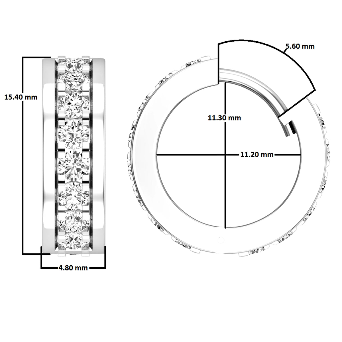 14K White Gold Diamond Huggies Hoop Earrings M965816