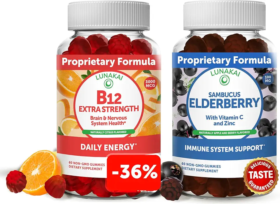 Vitamin B12 and Elderberry Gummies 3000 mcg with Zinc and Vitamin C W842382