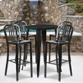 Silver Metal Bar Table Set with 4 Stools L983621