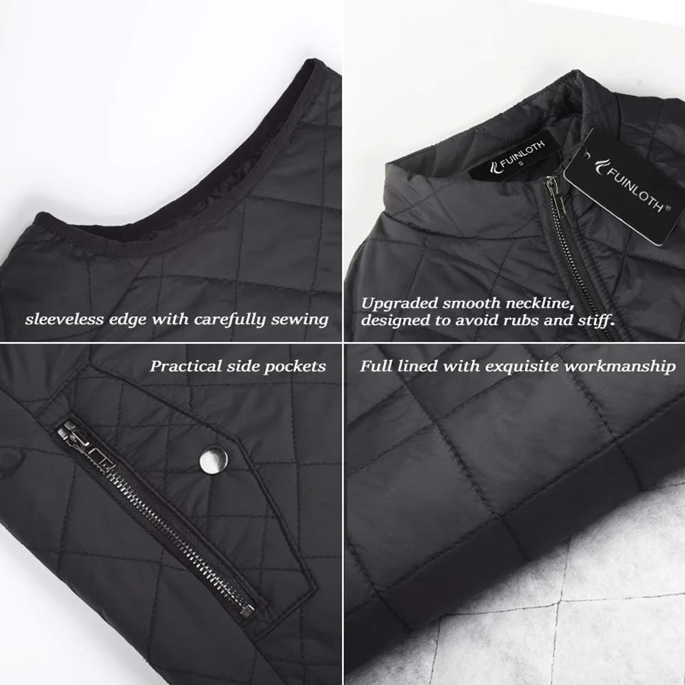 Black Quilted Zip Padded Vest L88216