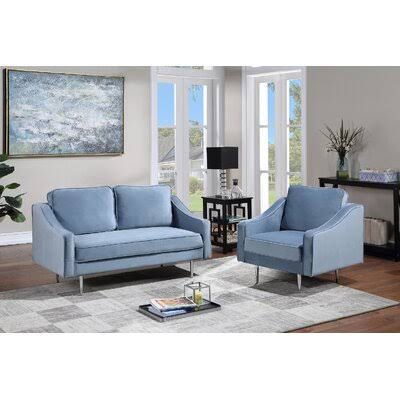 2 Piece Gray Velvet Living Room Set D97945