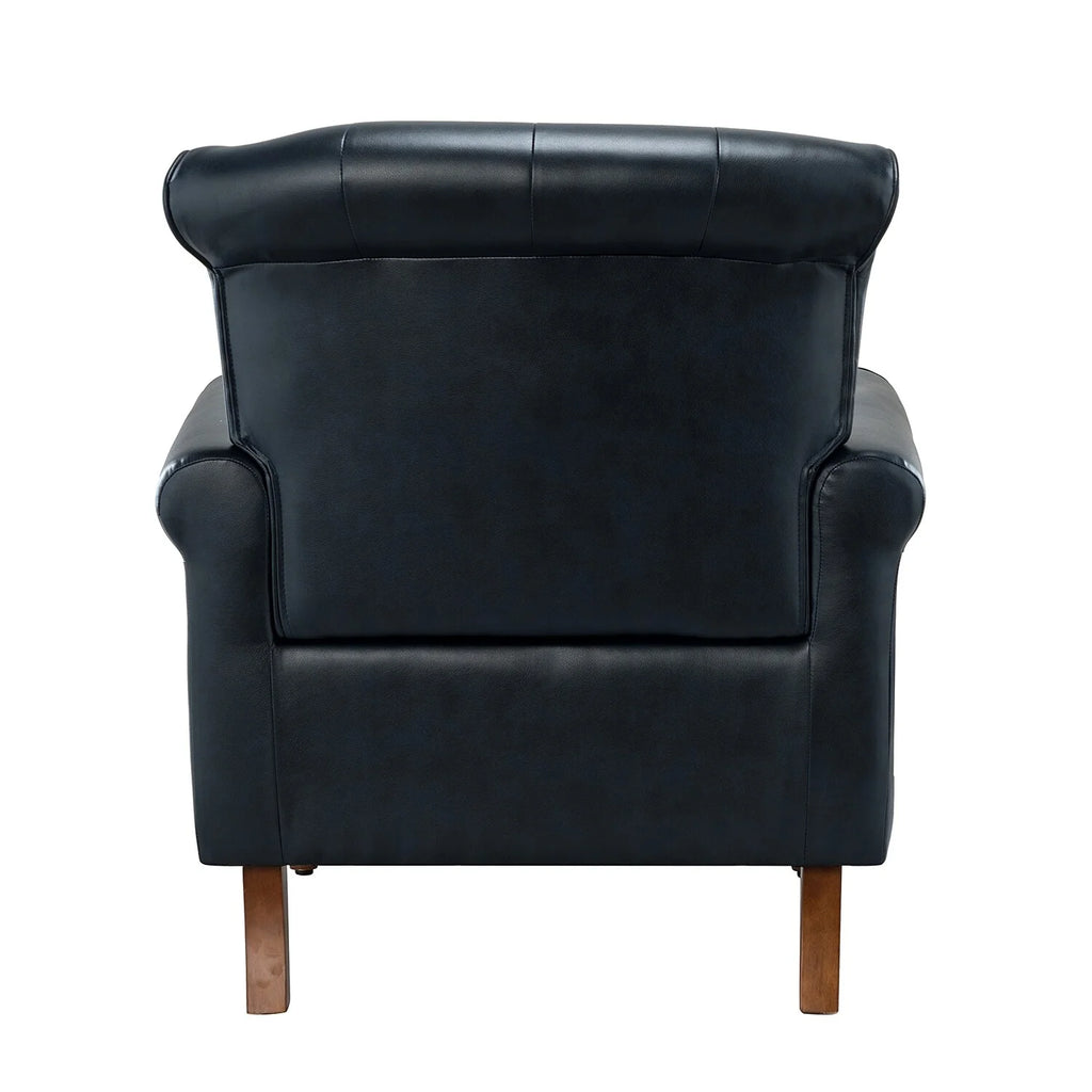Navy Upholstered Accent Armchair with Nailhead Trim T579