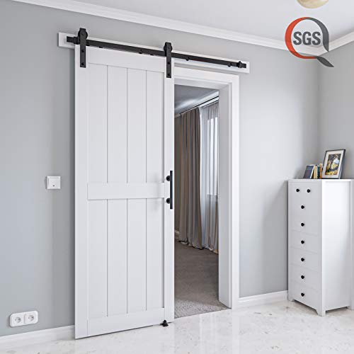 32in x 84in White MDF Sliding Barn Door with Hardware Kit Y482
