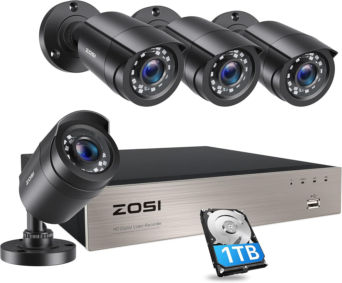 8CH 1080P 1TB Hard Drive Security Cameras System with 4 Indoor Outdoor Cameras H313547