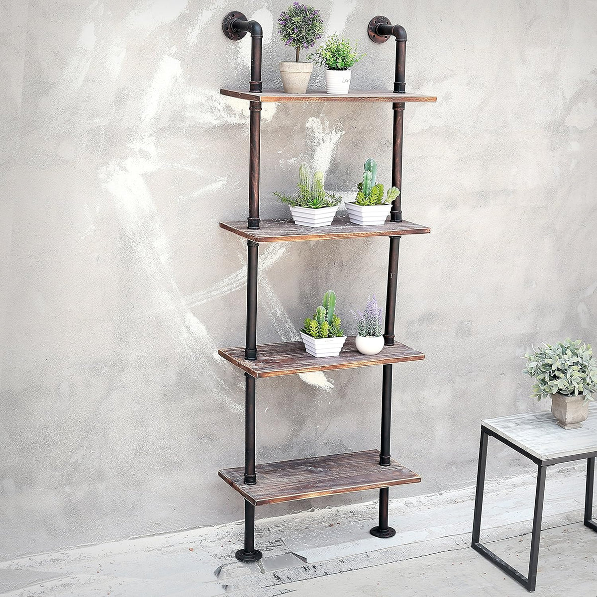 Brown Wood Wall-Mounted Shelves Bookcase Storage Rack R5651