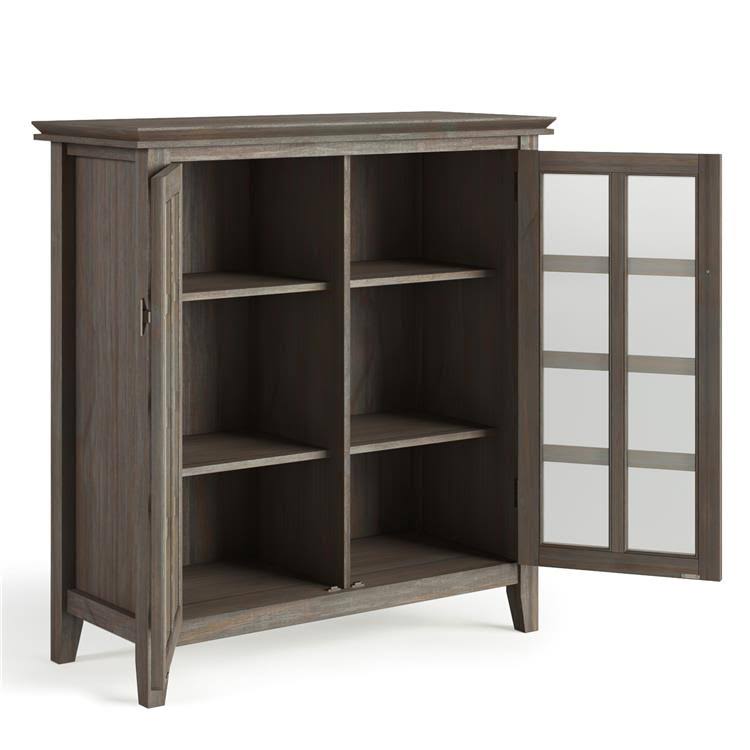 Solid Wood Storage Cabinet in Distressed Grey O6537